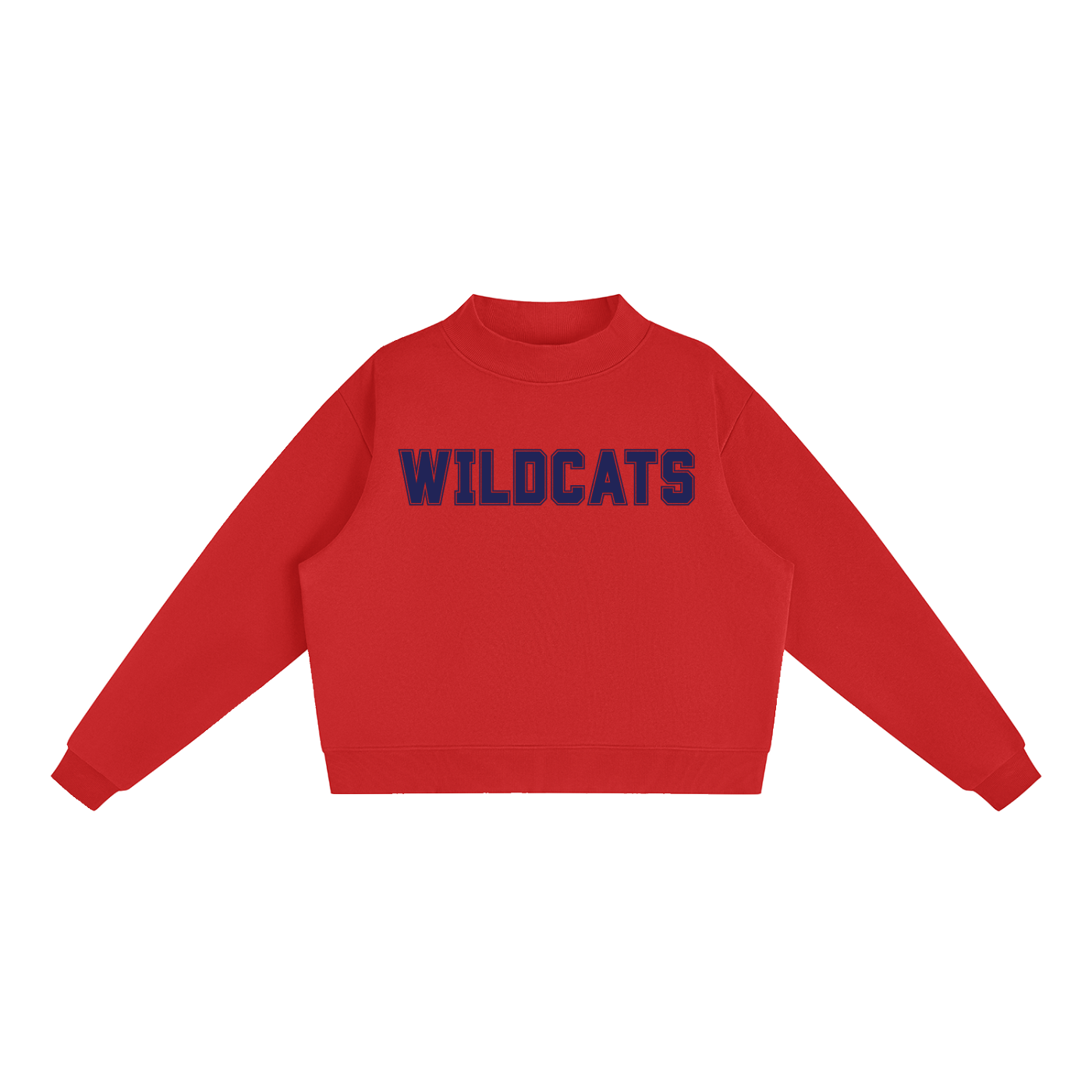 Wildcat Red with Navy Text Mock-Neck Crew Sweatshirt