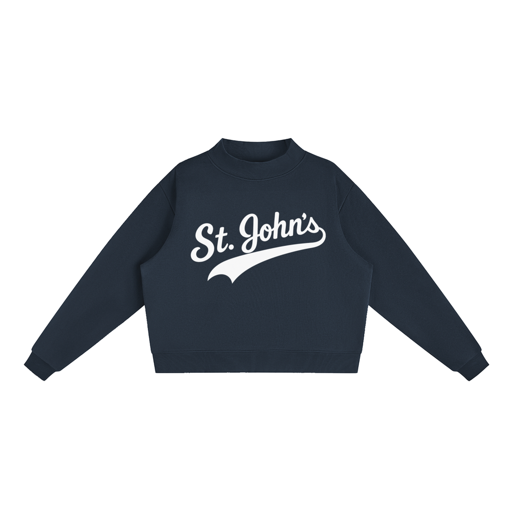 St. John's Swoosh Navy Mock-Neck Crew Sweatshirt