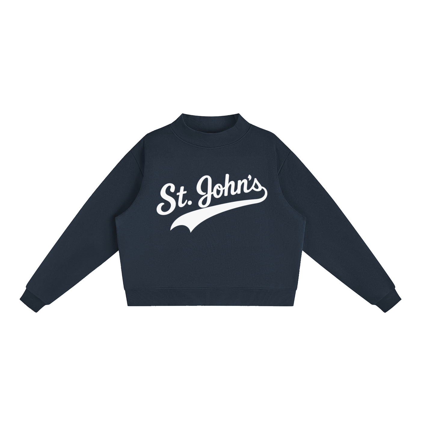 St. John's Swoosh Navy Mock-Neck Crew Sweatshirt