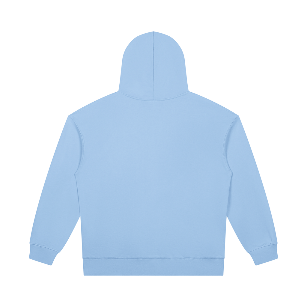 Quest Blue with Navy Text Unisex Heavyweight Pullover Hoodie