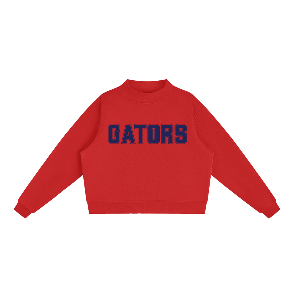 Gators Grey with Navy Text Mock-Neck Crew Sweatshirt