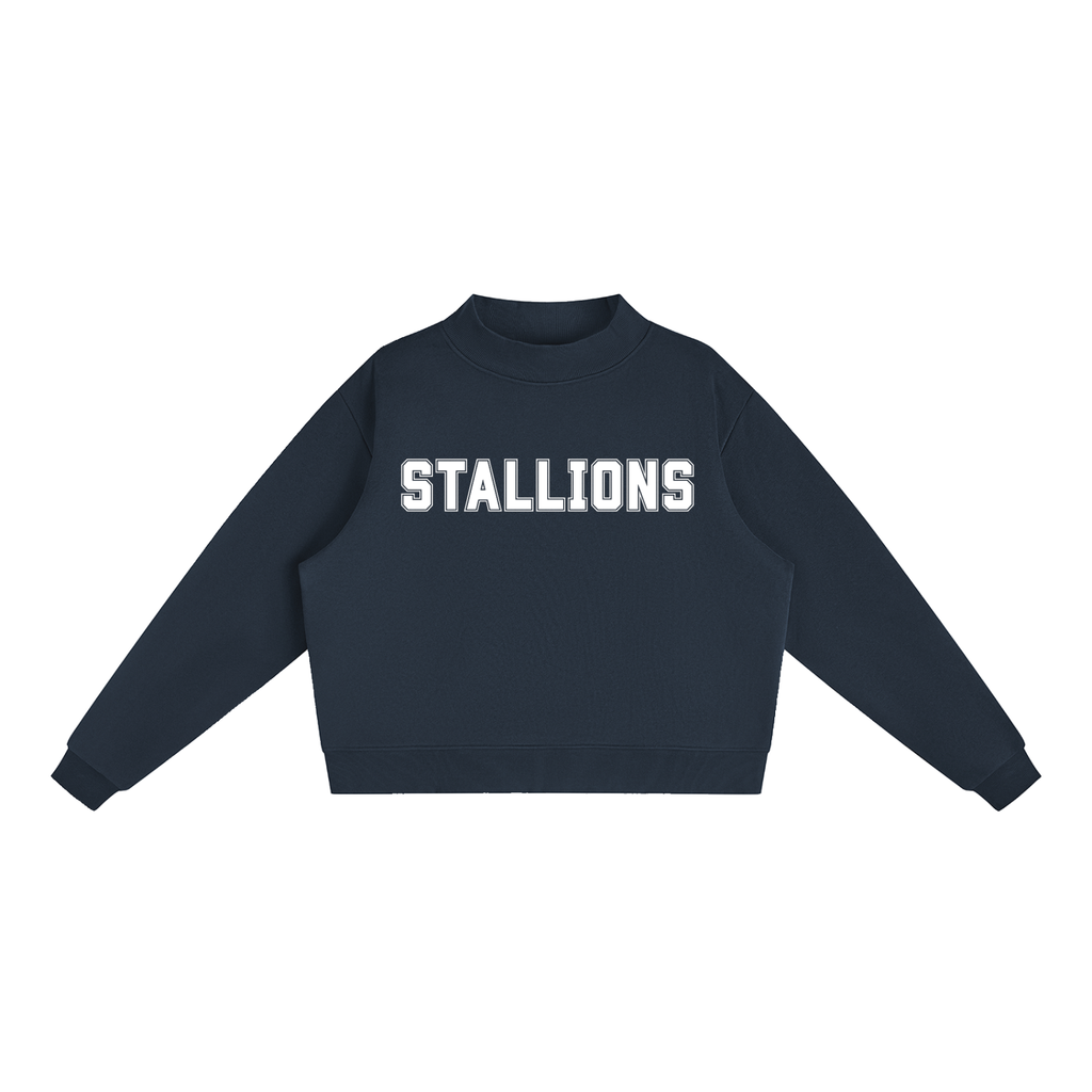 Stallions Navy Mock-Neck Crew Sweatshirt