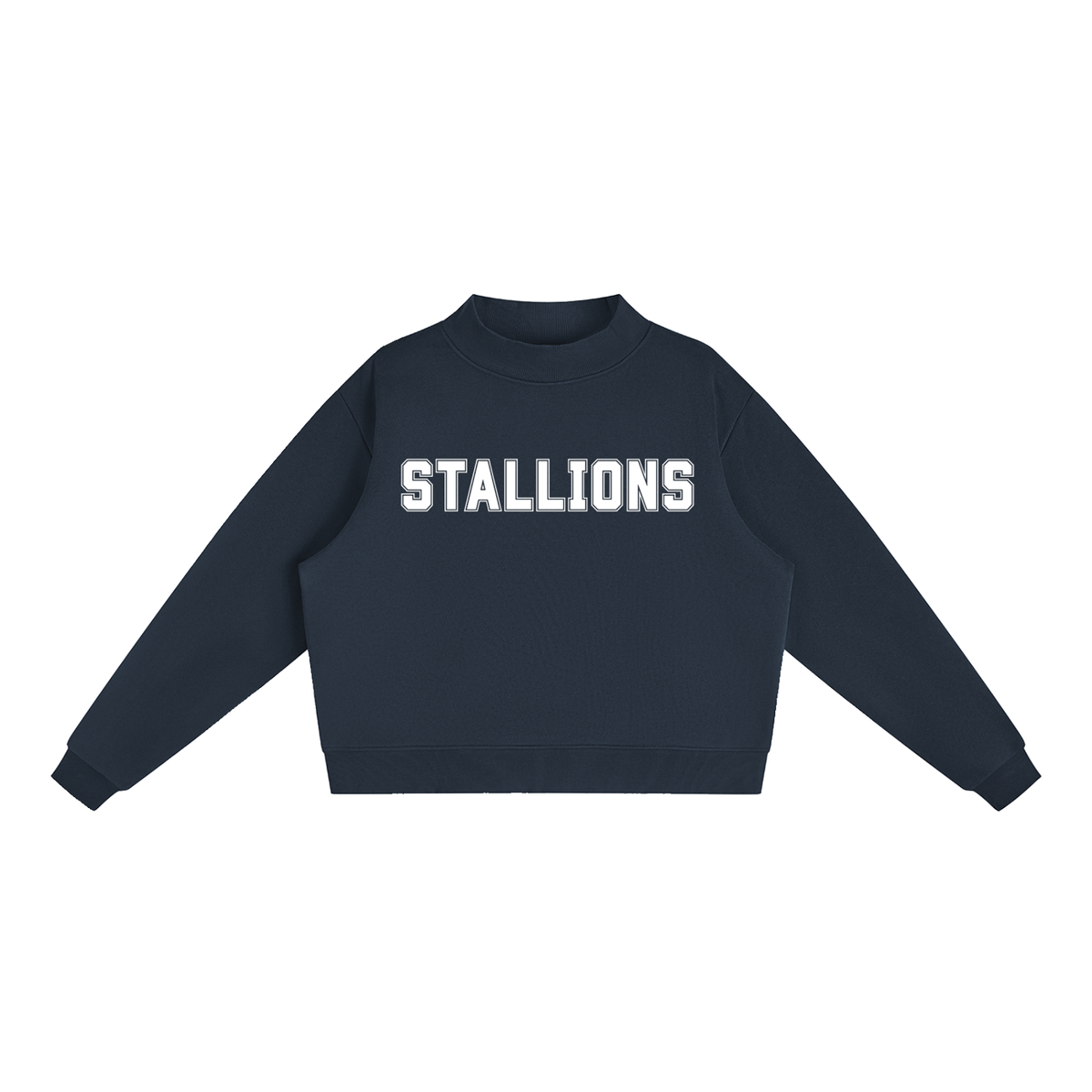 Stallions Navy Mock-Neck Crew Sweatshirt