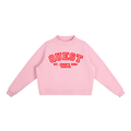 Quest Red Text Mock-Neck Crew Sweatshirt