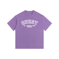 Quest Purple with White Text Vintage Washed Oversized Cotton T-Shirt