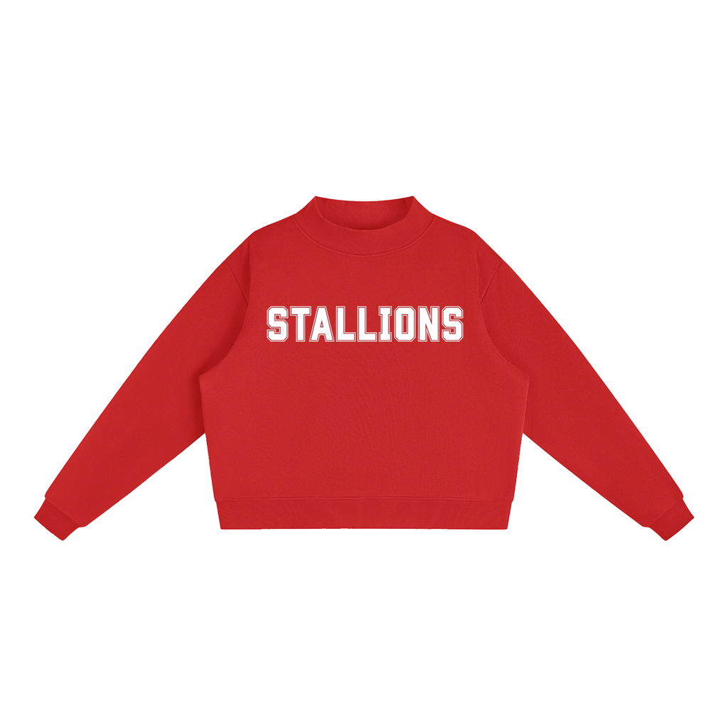 Stallions Red Mock-Neck Crew Sweatshirt