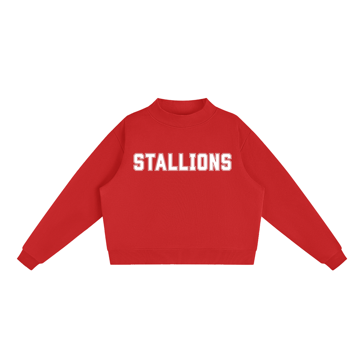 Stallions Red Mock-Neck Crew Sweatshirt