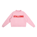 Stallions Red Text Mock-Neck Crew Sweatshirt
