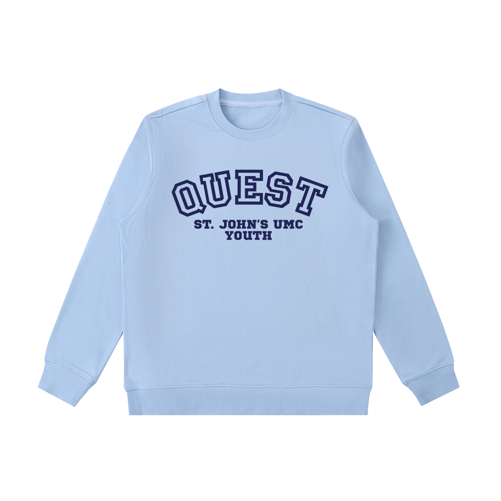 Quest Sky Blue with Navy Essential Heavyweight Crewneck  Sweatshirt