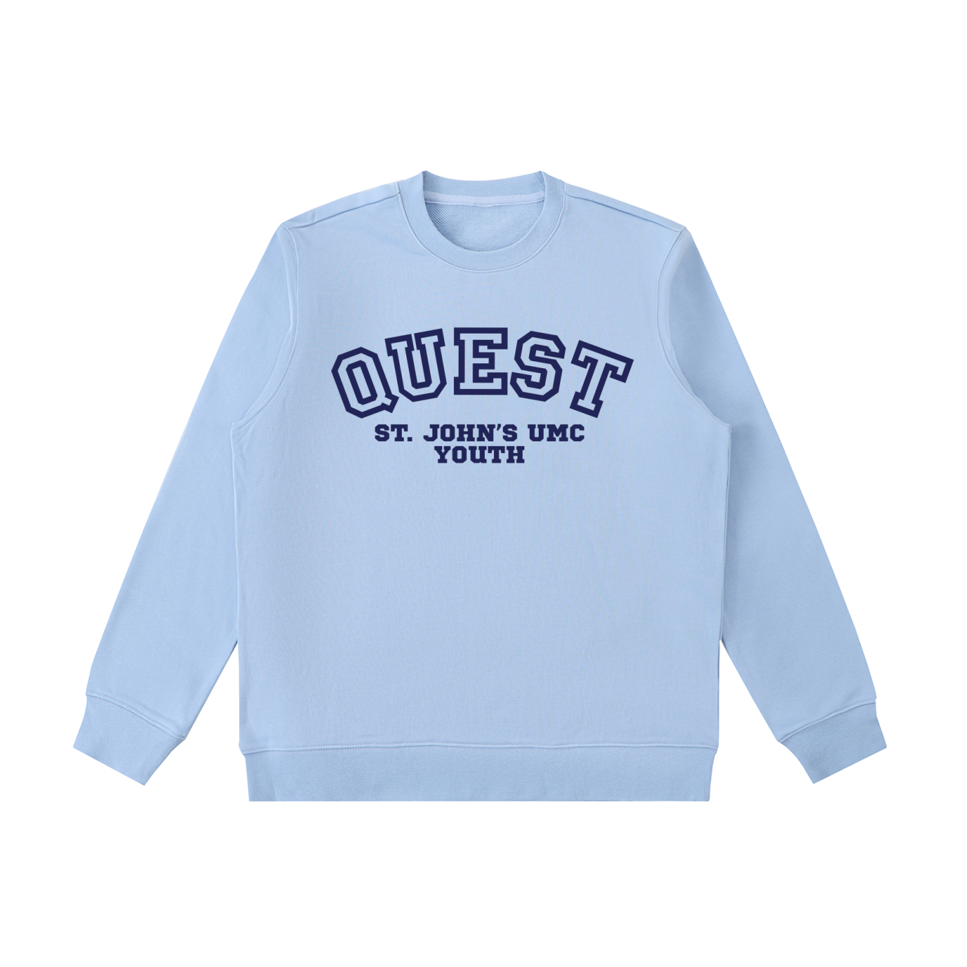 Quest Sky Blue with Navy Essential Heavyweight Crewneck  Sweatshirt