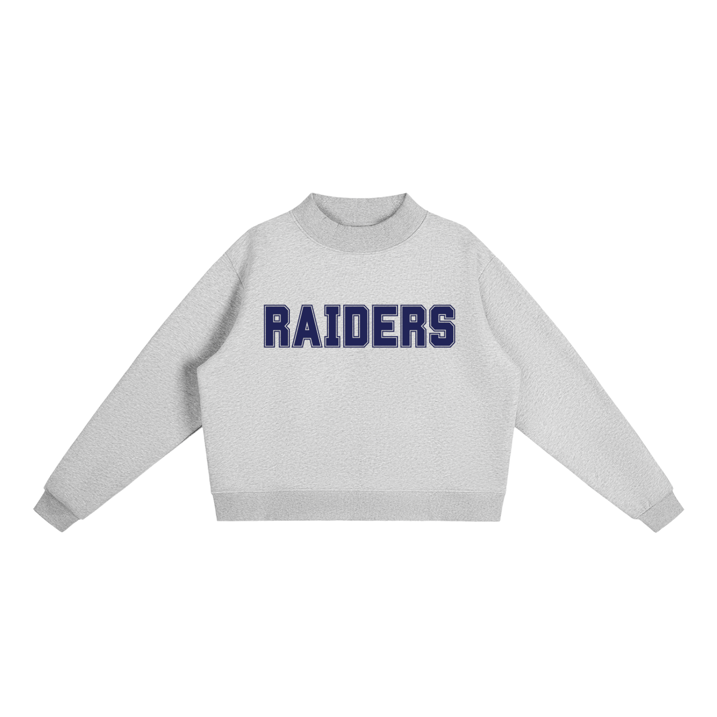 Raiders Grey with Navy Text Mock-Neck Crew Sweatshirt