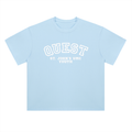 Quest Light Blue with White Text Heavyweight Drop Shoulder Cotton T-Shirt
