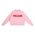 Trojan Red Text Mock-Neck Crew Sweatshirt