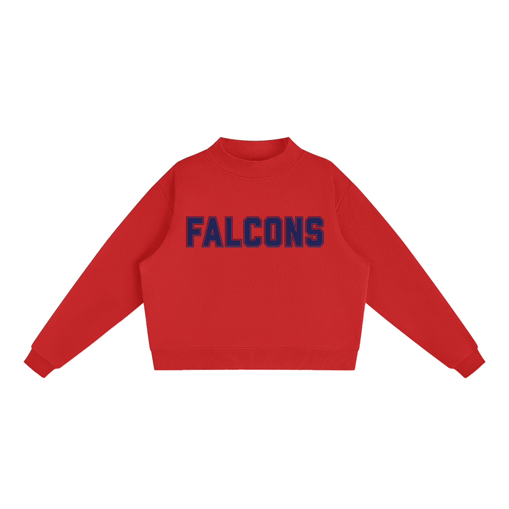Falcons Navy Text Mock-Neck Crew Sweatshirt
