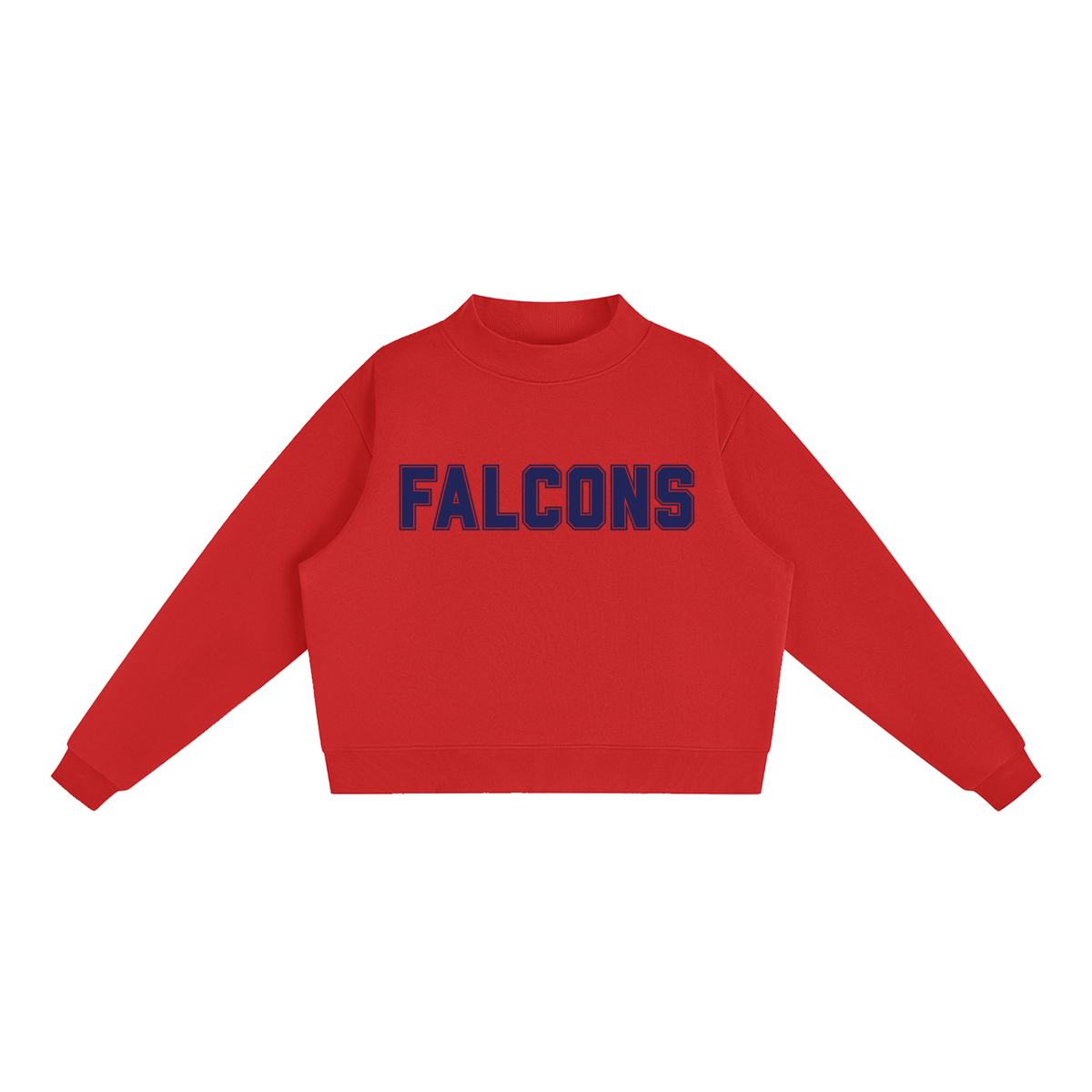Falcons Navy Text Mock-Neck Crew Sweatshirt