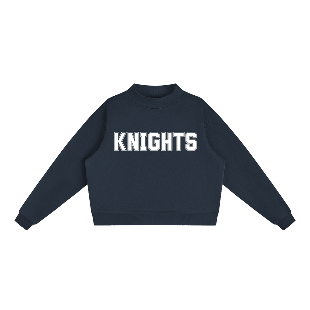 Knights White Text Mock-Neck Crew Sweatshirt