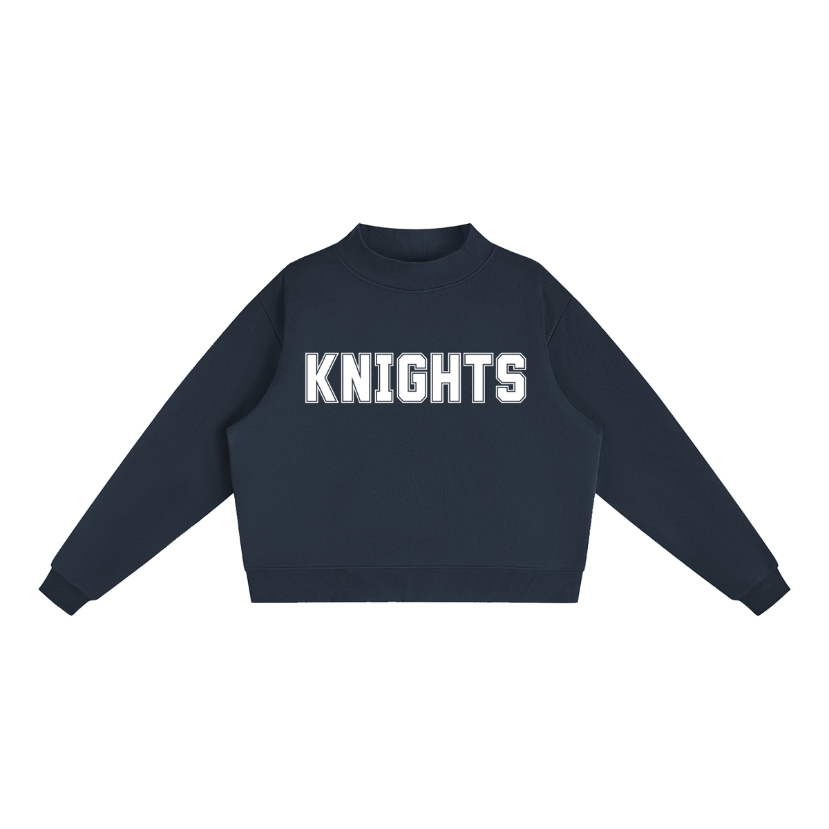 Knights White Text Mock-Neck Crew Sweatshirt