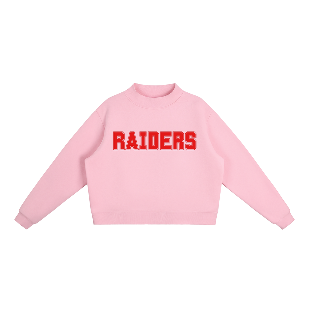 Raiders Red Text Mock-Neck Crew Sweatshirt