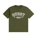 Quest Army Green with White Text Unisex Seamless Cotton T-Shirt