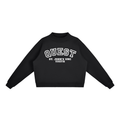 Quest White Text Mock-Neck Crew Sweatshirt