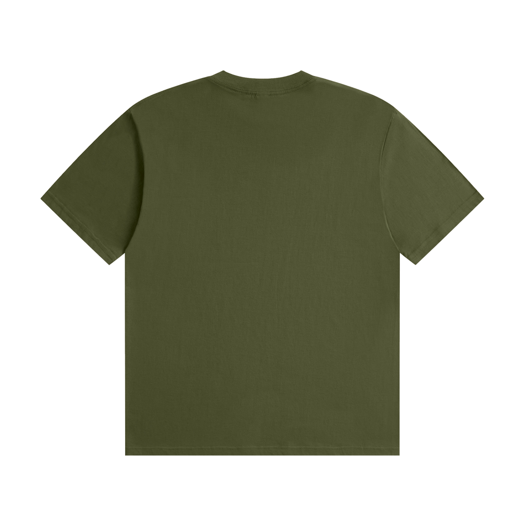 Quest Army Green with White Text Unisex Seamless Cotton T-Shirt