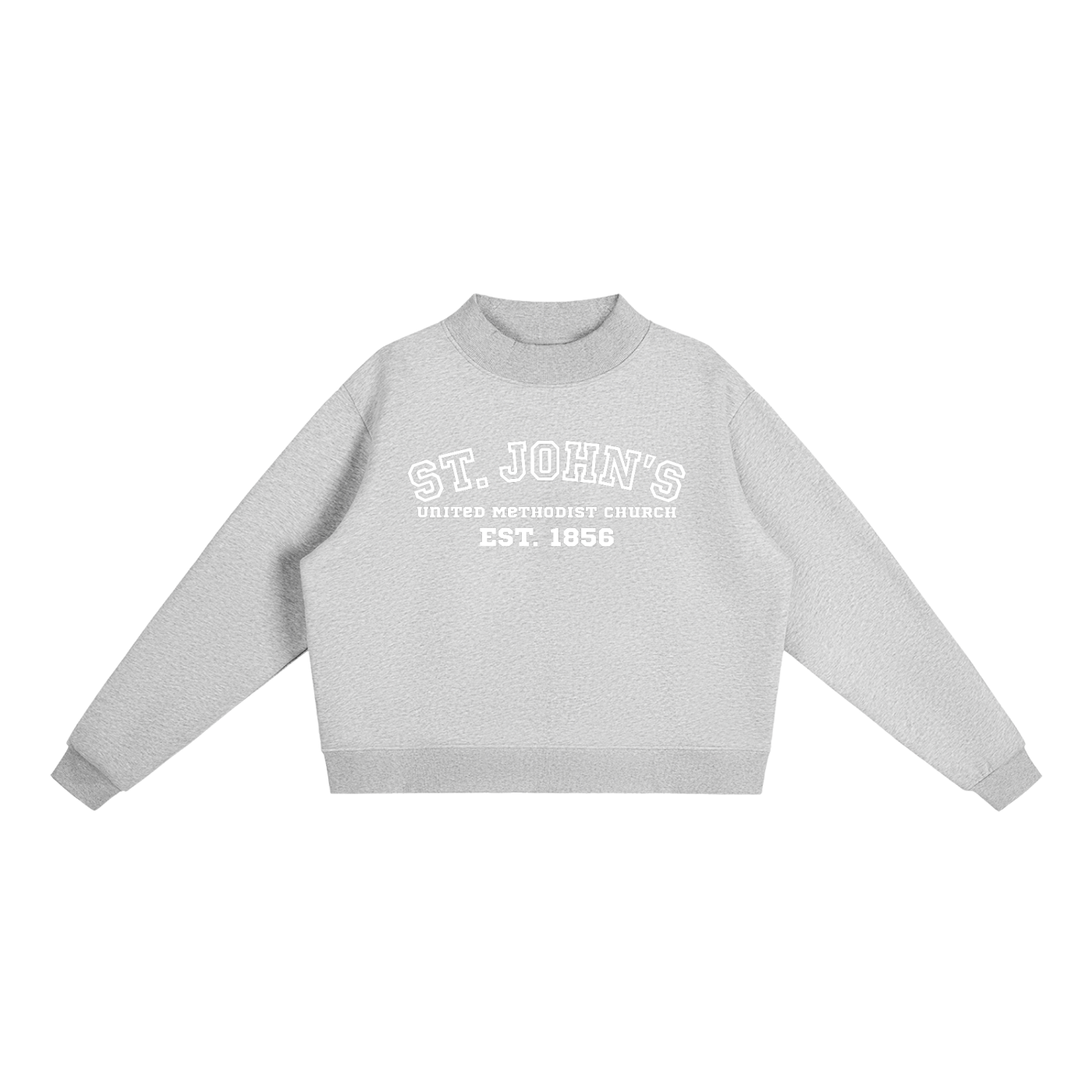 St. John's White Text Mock-Neck Crew Sweatshirt