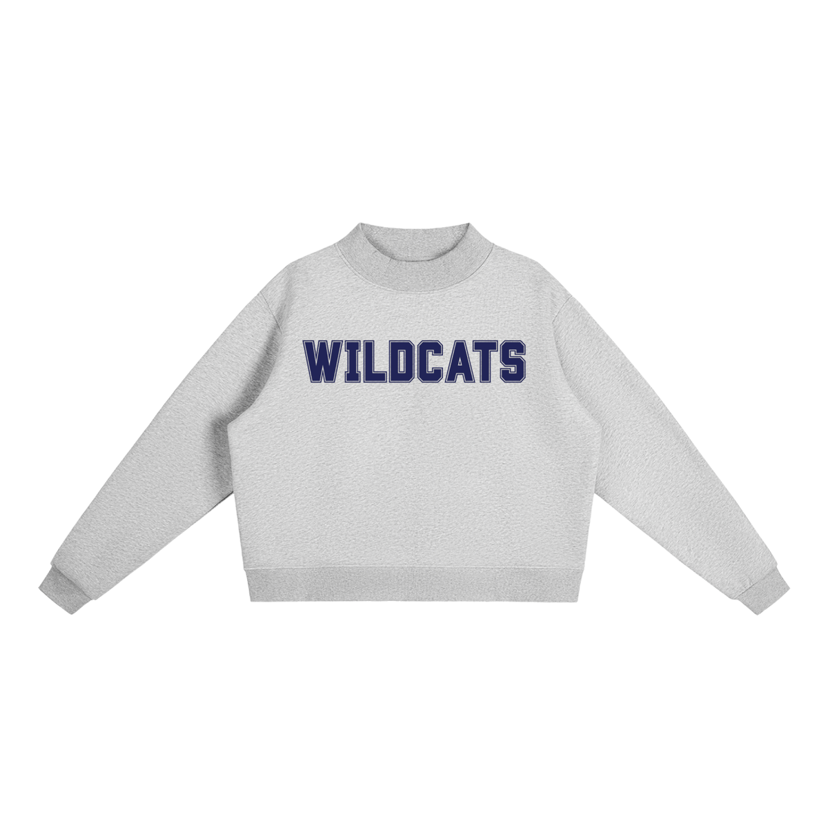 Wildcats Grey with Navy Text Mock-Neck Crew Sweatshirt