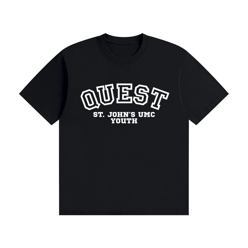 Quest White Text Unisex Seamless Cotton T-Shirt