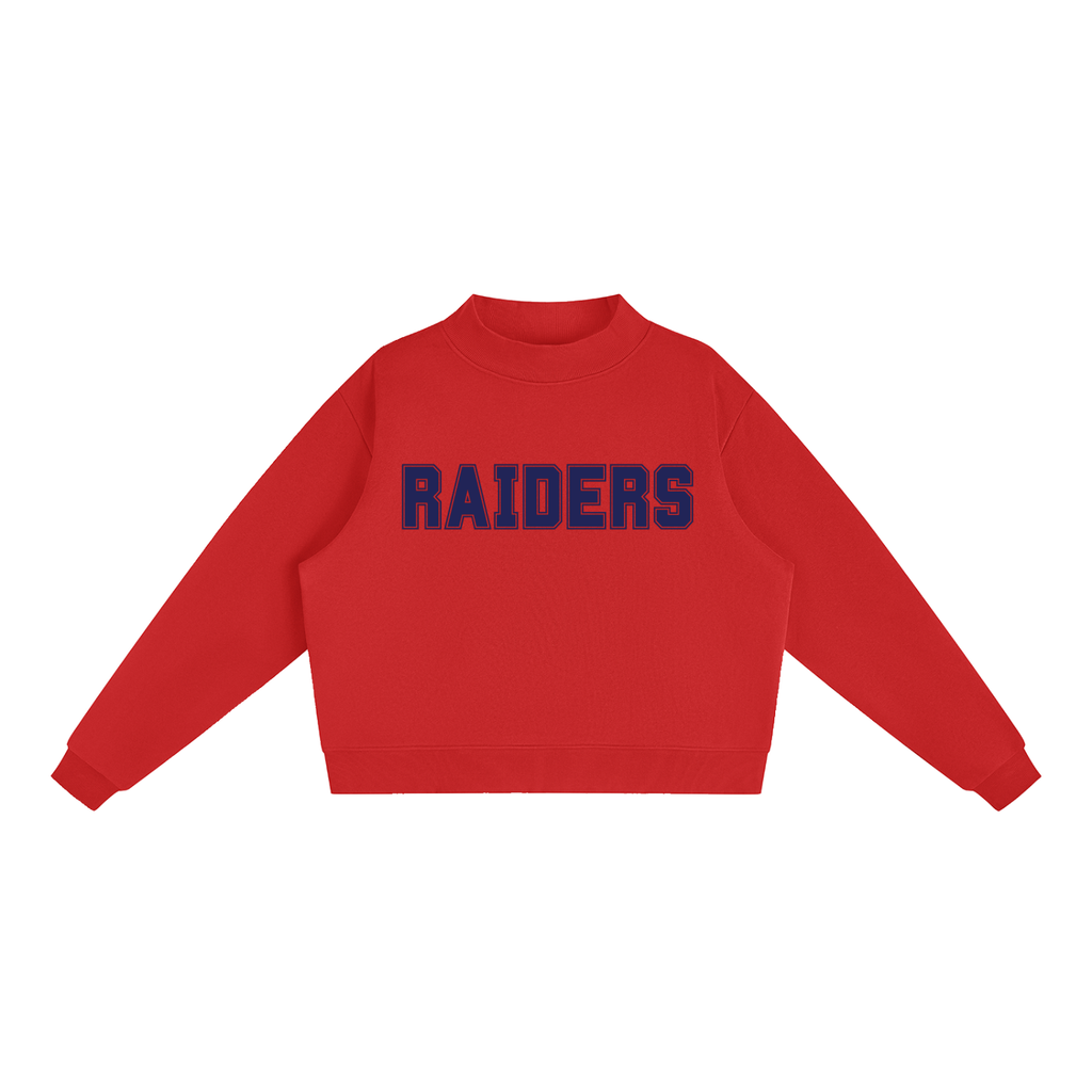 Raiders Grey with Navy Text Mock-Neck Crew Sweatshirt