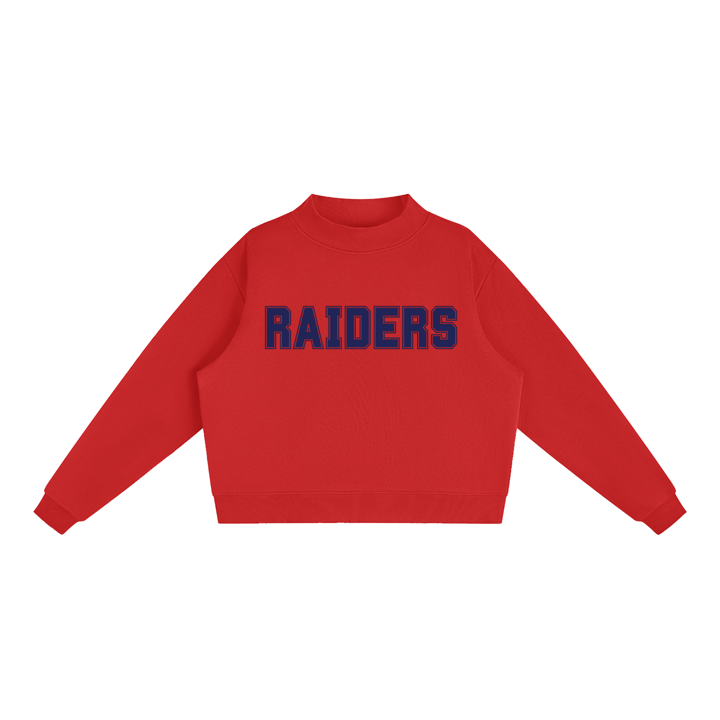 Raiders Grey with Navy Text Mock-Neck Crew Sweatshirt