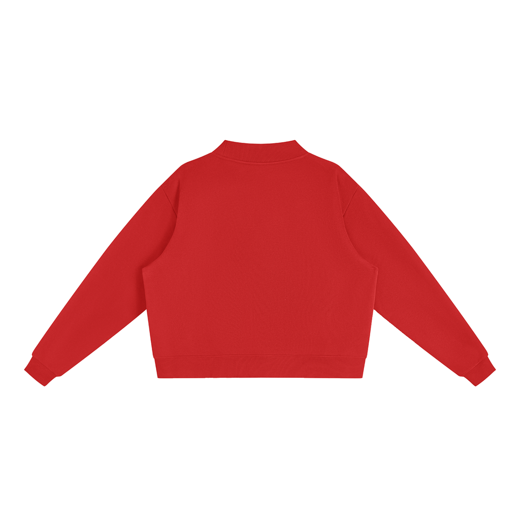 Knights Red with White Text Mock-Neck Crew Sweatshirt