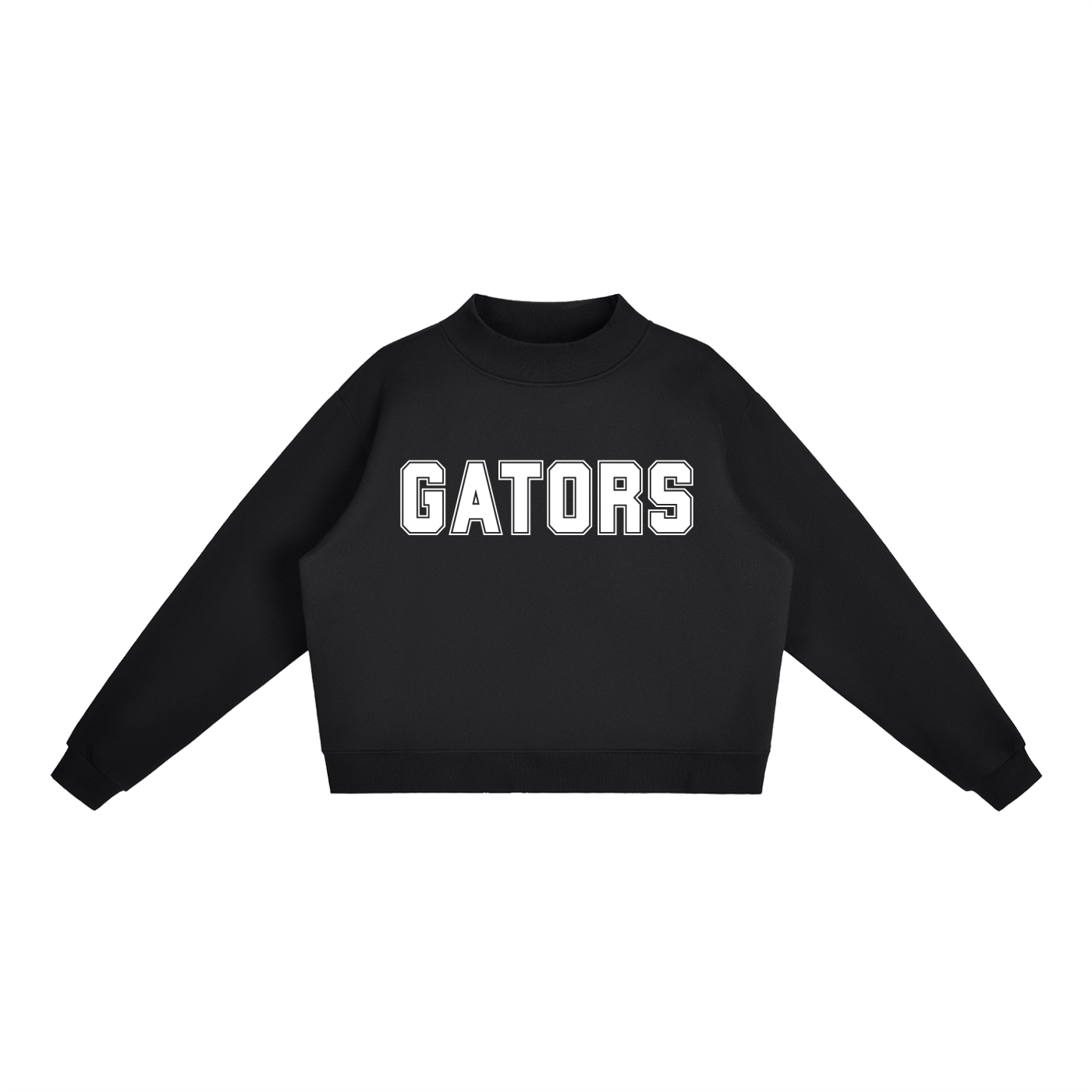 Gators Black with White Text Mock-Neck Crew Sweatshirt