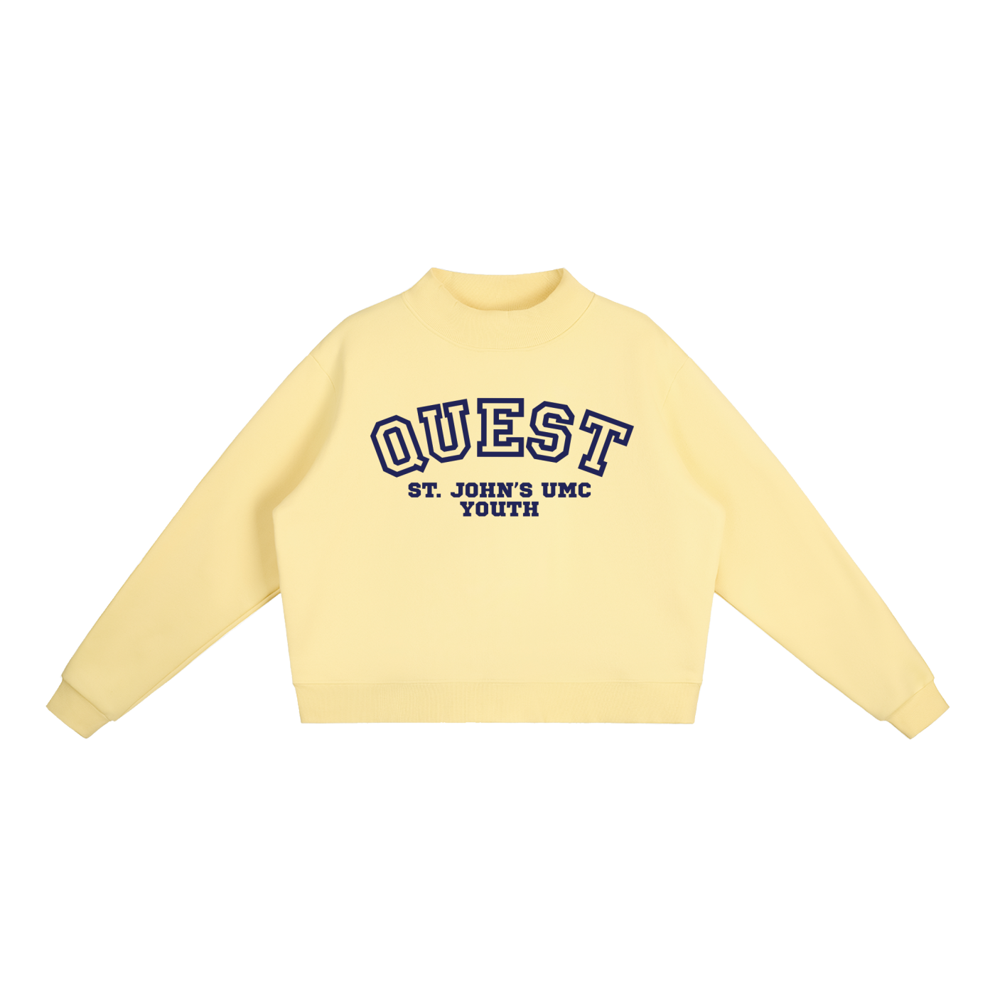 Quest Navy Text Mock-Neck Crew Sweatshirt