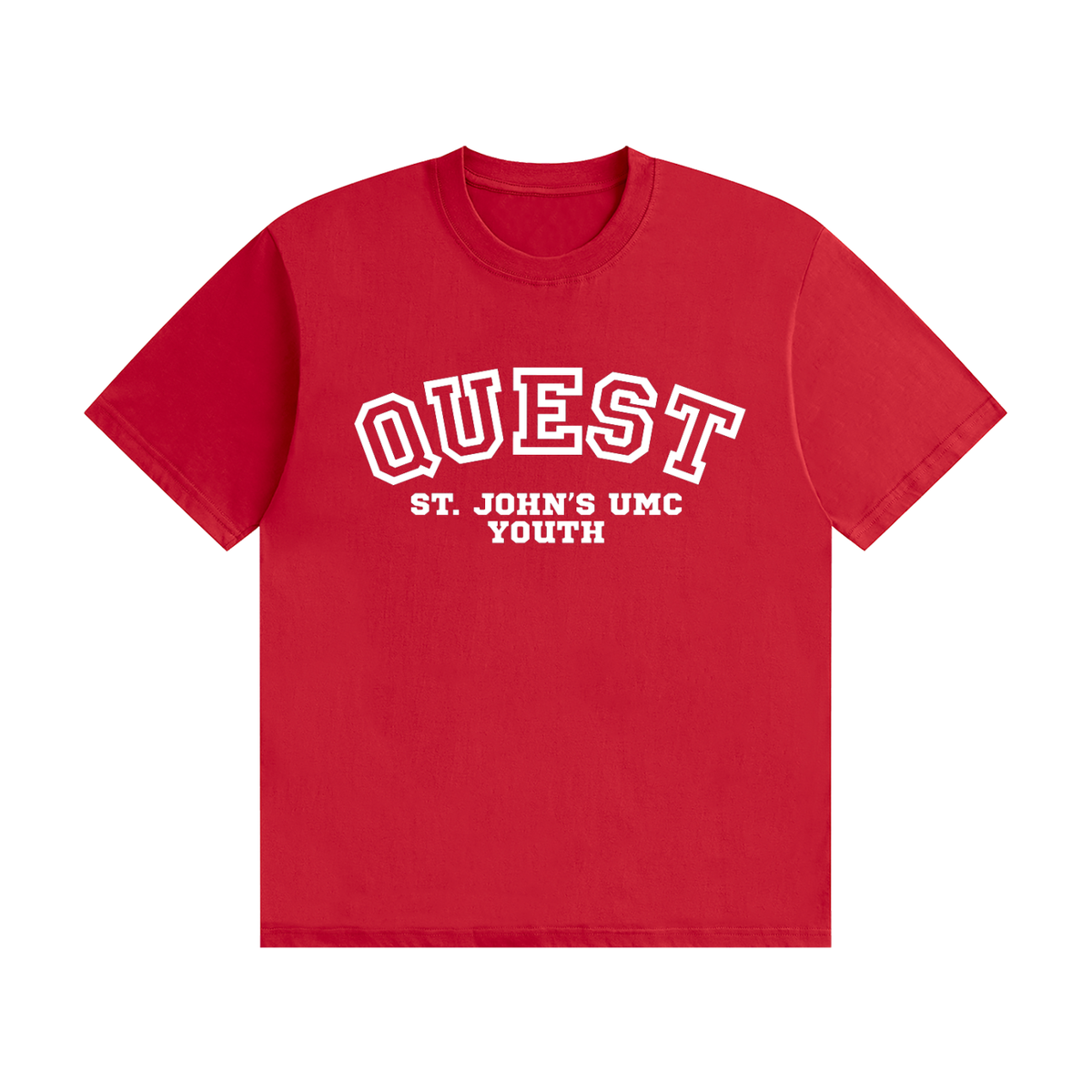 Quest Bright Red with White Text Unisex Seamless Cotton T-Shirt
