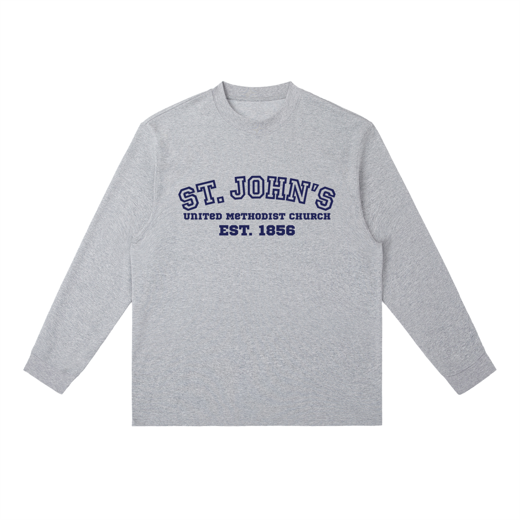 St. John's Classic  White Text Crewneck Long-Sleeve T-Shirt
