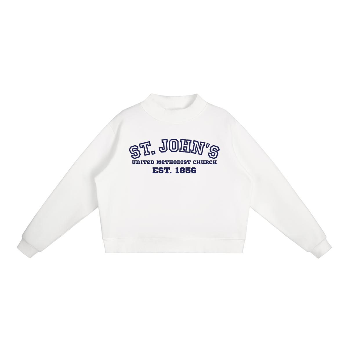 St. John's Navy Text Mock-Neck Crew Sweatshirt