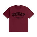 Quest Dark Red with Black Text Unisex Seamless Cotton T-Shirt