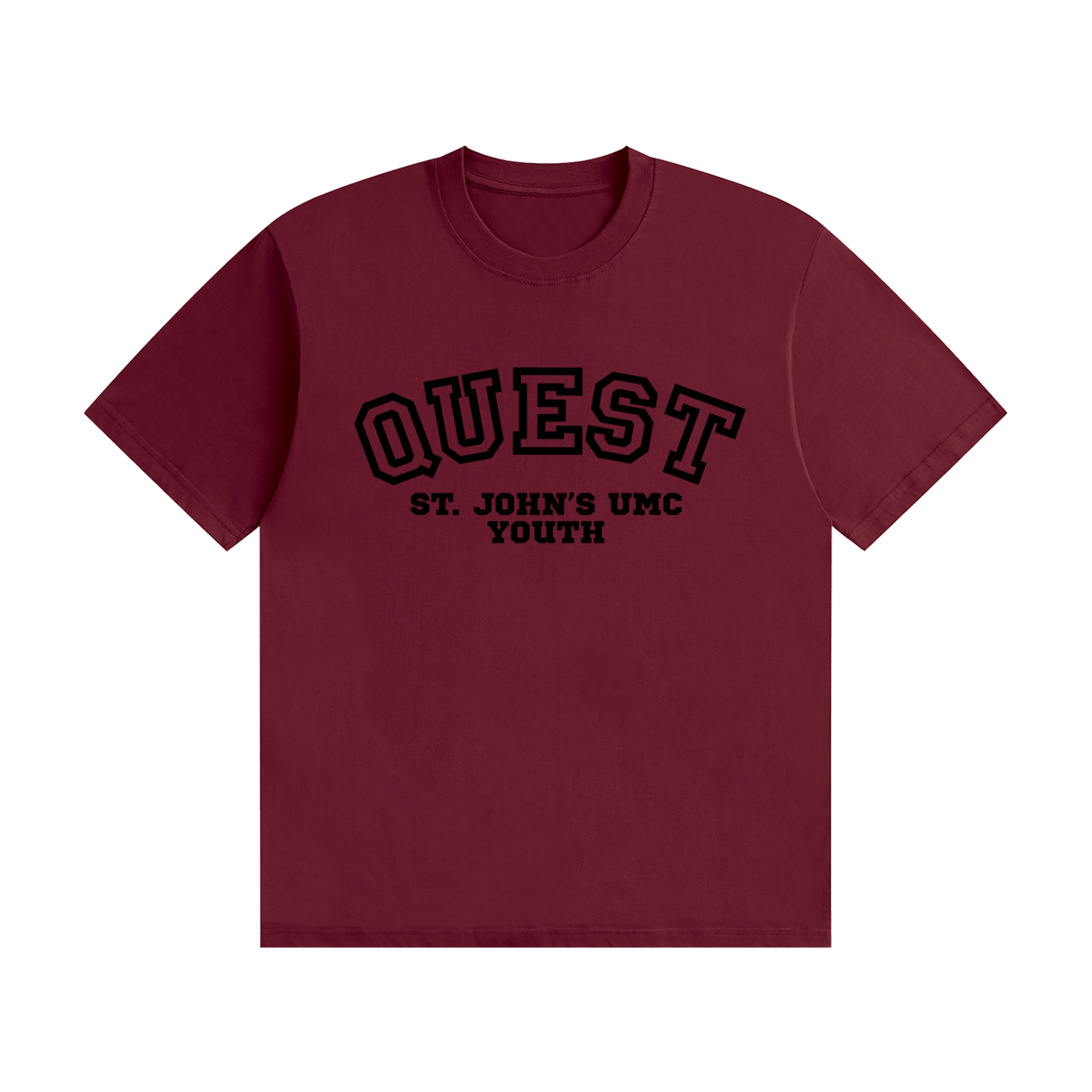 Quest Dark Red with Black Text Unisex Seamless Cotton T-Shirt