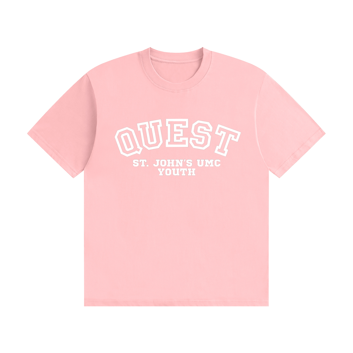 Quest Pink with White Text Unisex Seamless Cotton T-Shirt